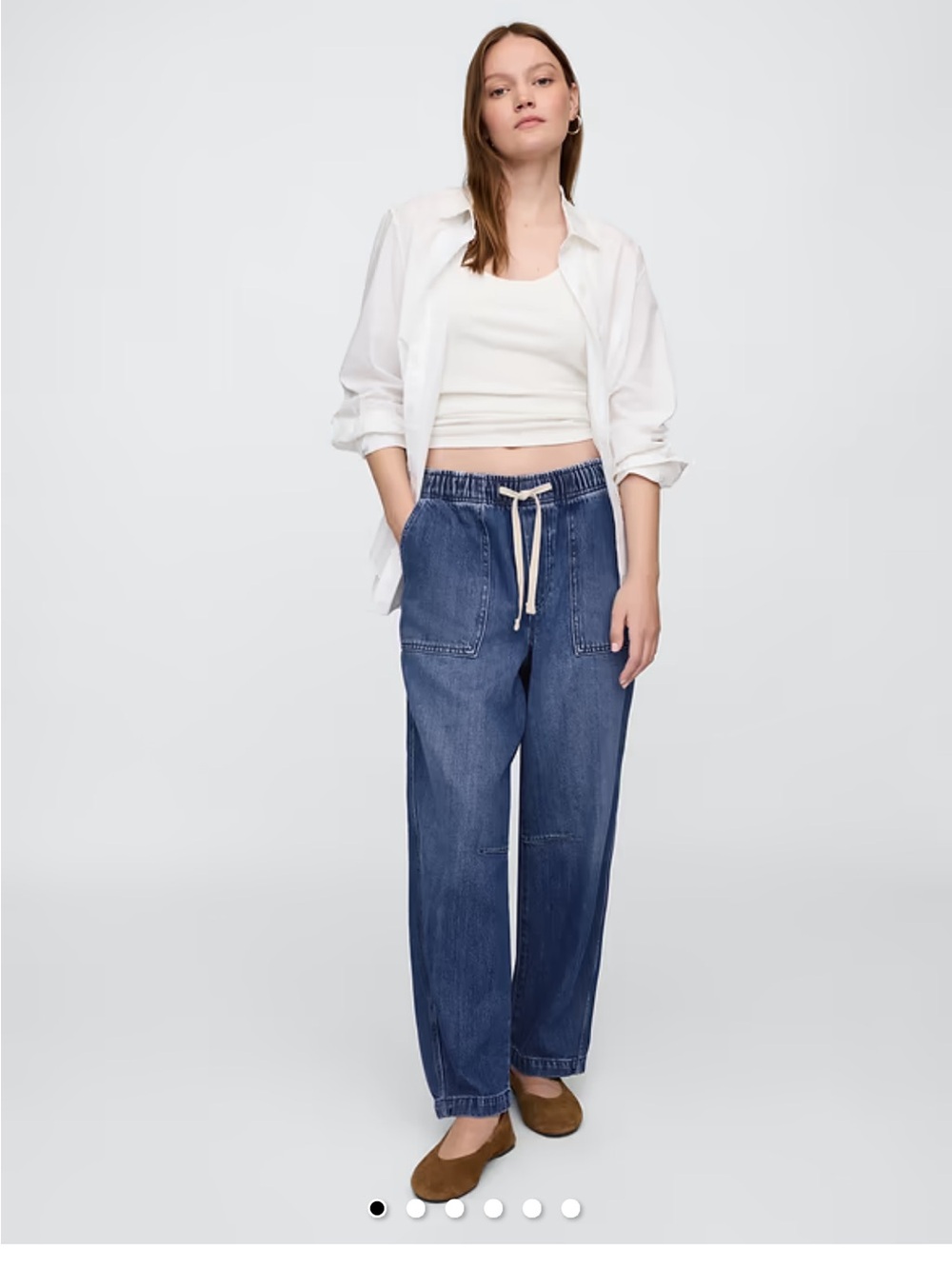 Gap Factory Relaxed Drawstring Barrel-Jeans - Blue
